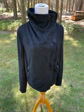 Black SL8 brand Women's Asymmetrical Funnel Neck Jacket